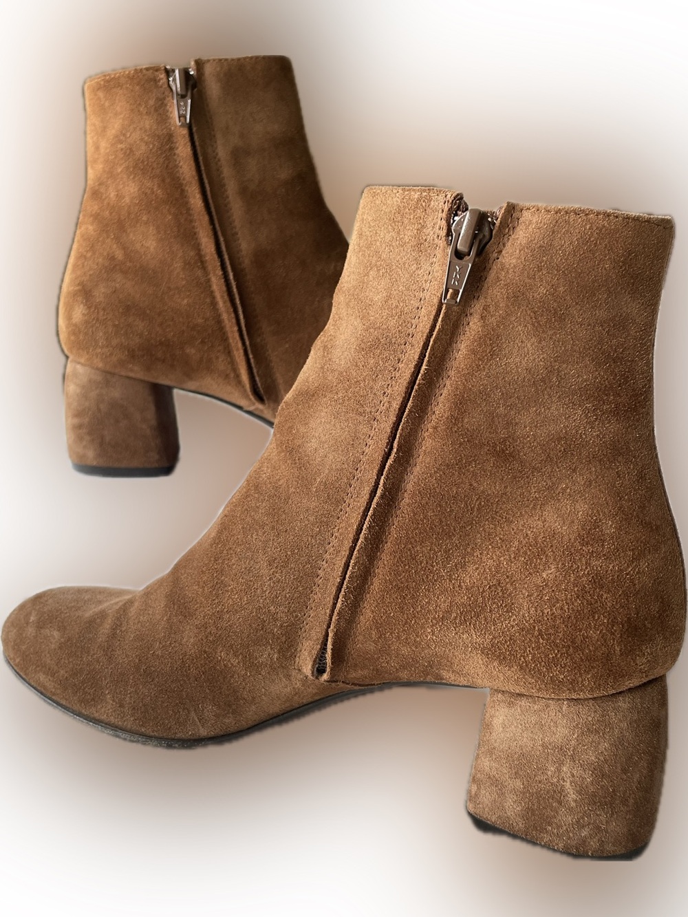Agl Italian Suede Ankle Booties Chestnut Brown Suede Size 8